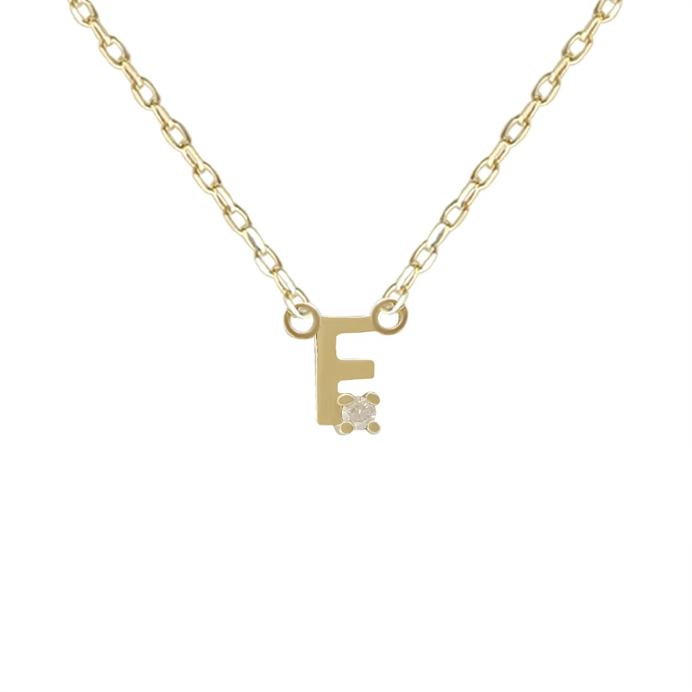 Mini Diamond Letter Necklace | 14K - Image 14