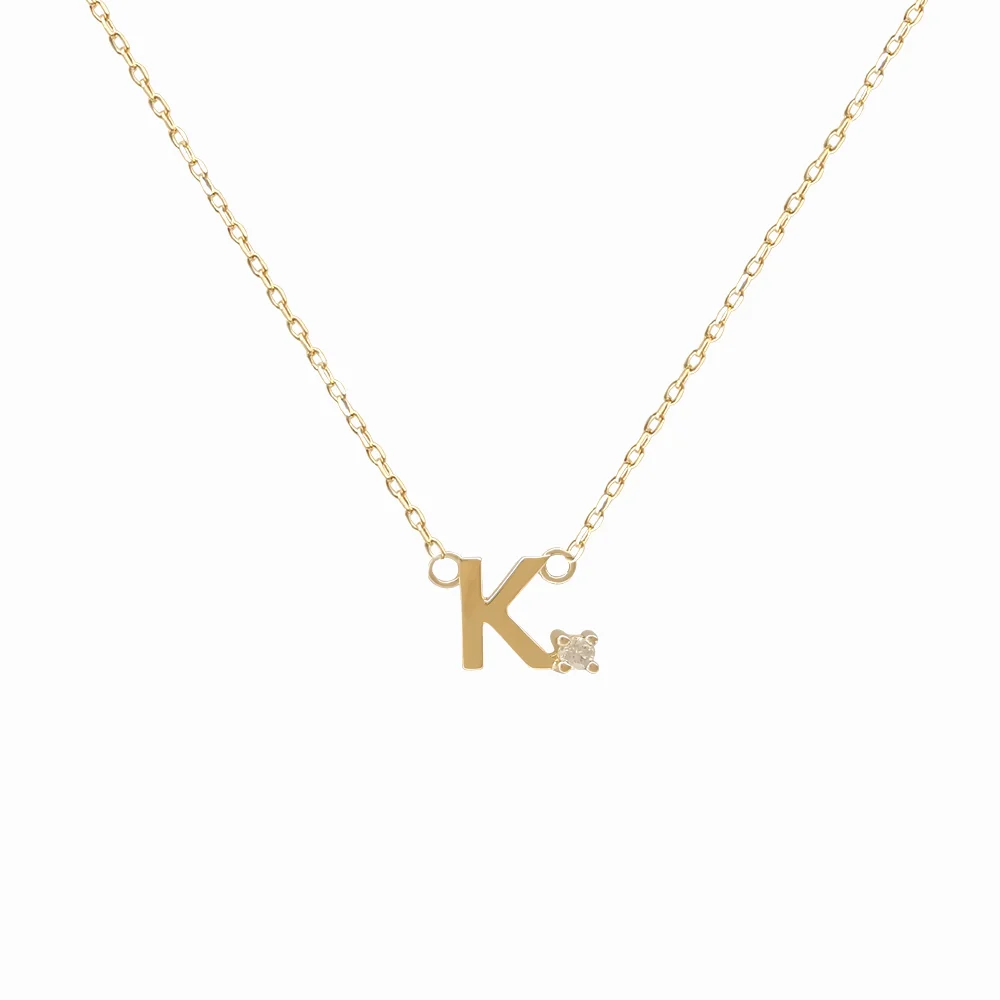 Mini Diamond Letter Necklace | 14K - Image 24