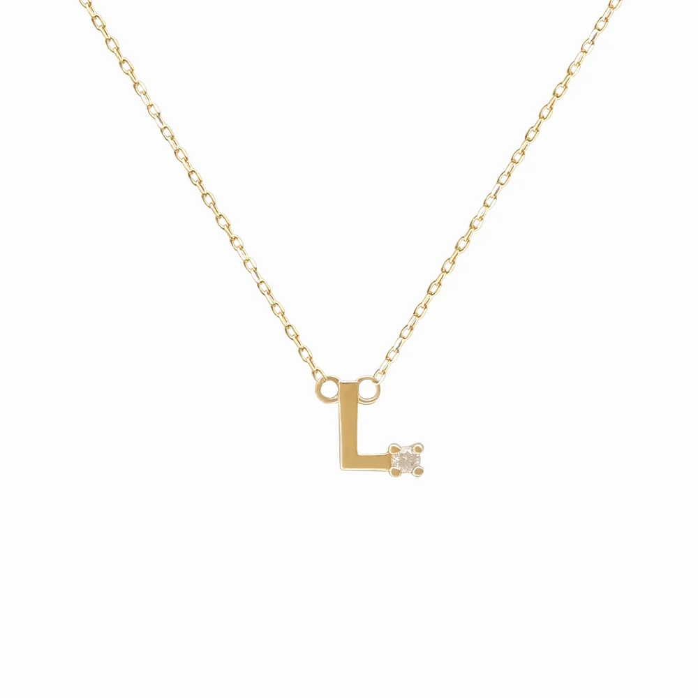Mini Diamond Letter Necklace | 14K - Image 26