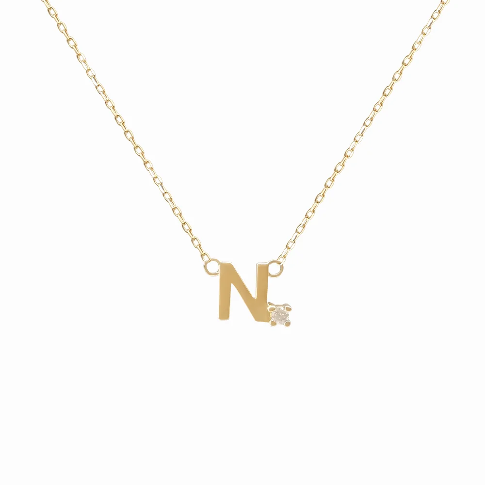 Mini Diamond Letter Necklace | 14K - Image 30