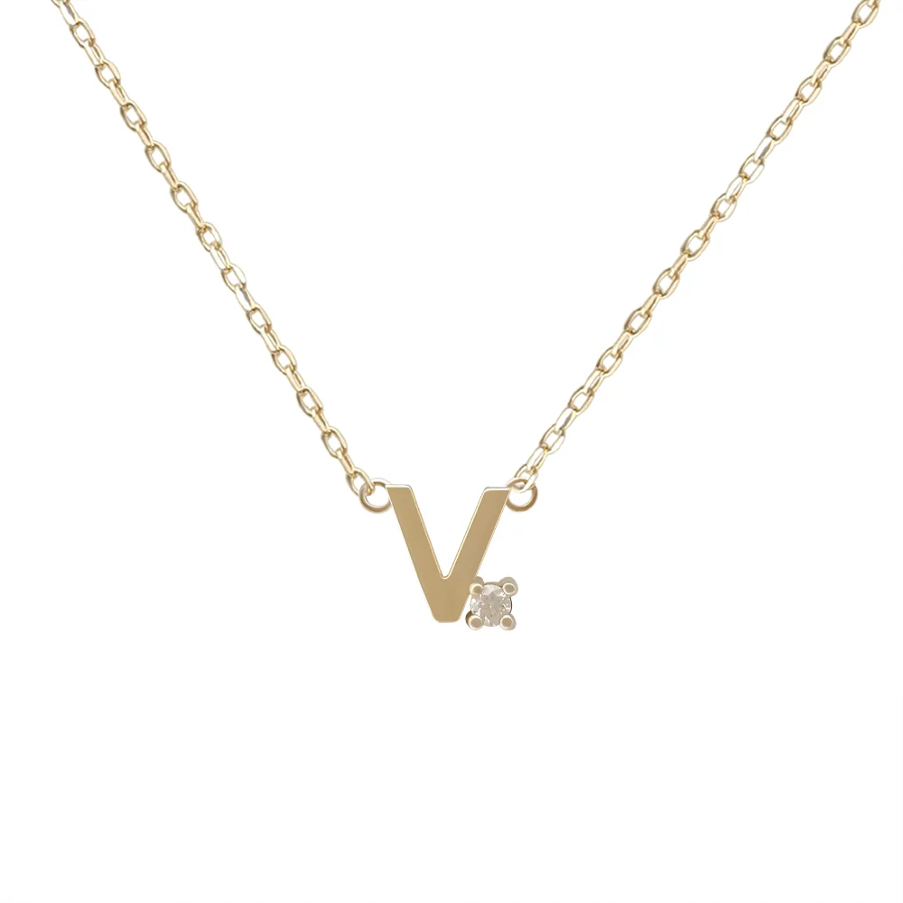 Mini Diamond Letter Necklace | 14K - Image 46