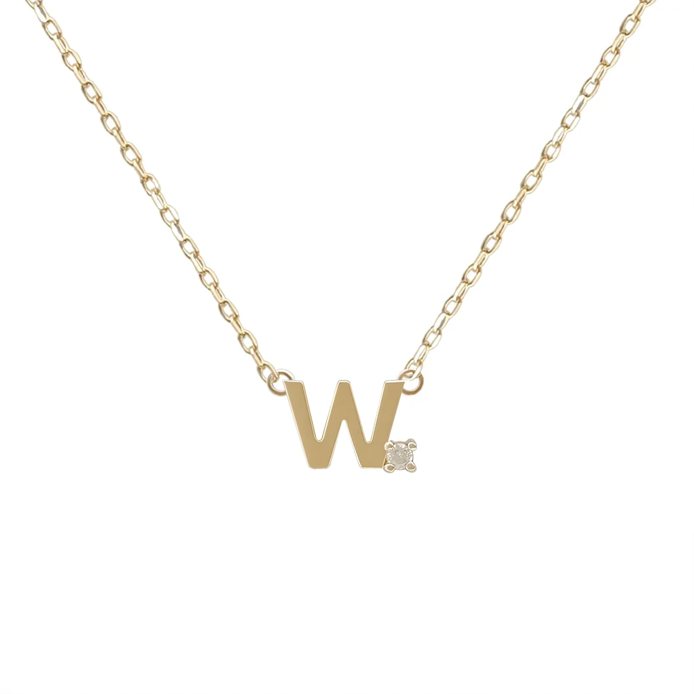 Mini Diamond Letter Necklace | 14K - Image 48