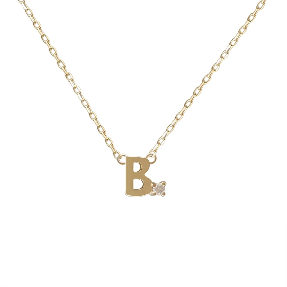 Mini Diamond Letter Necklace | 14K - Image 6