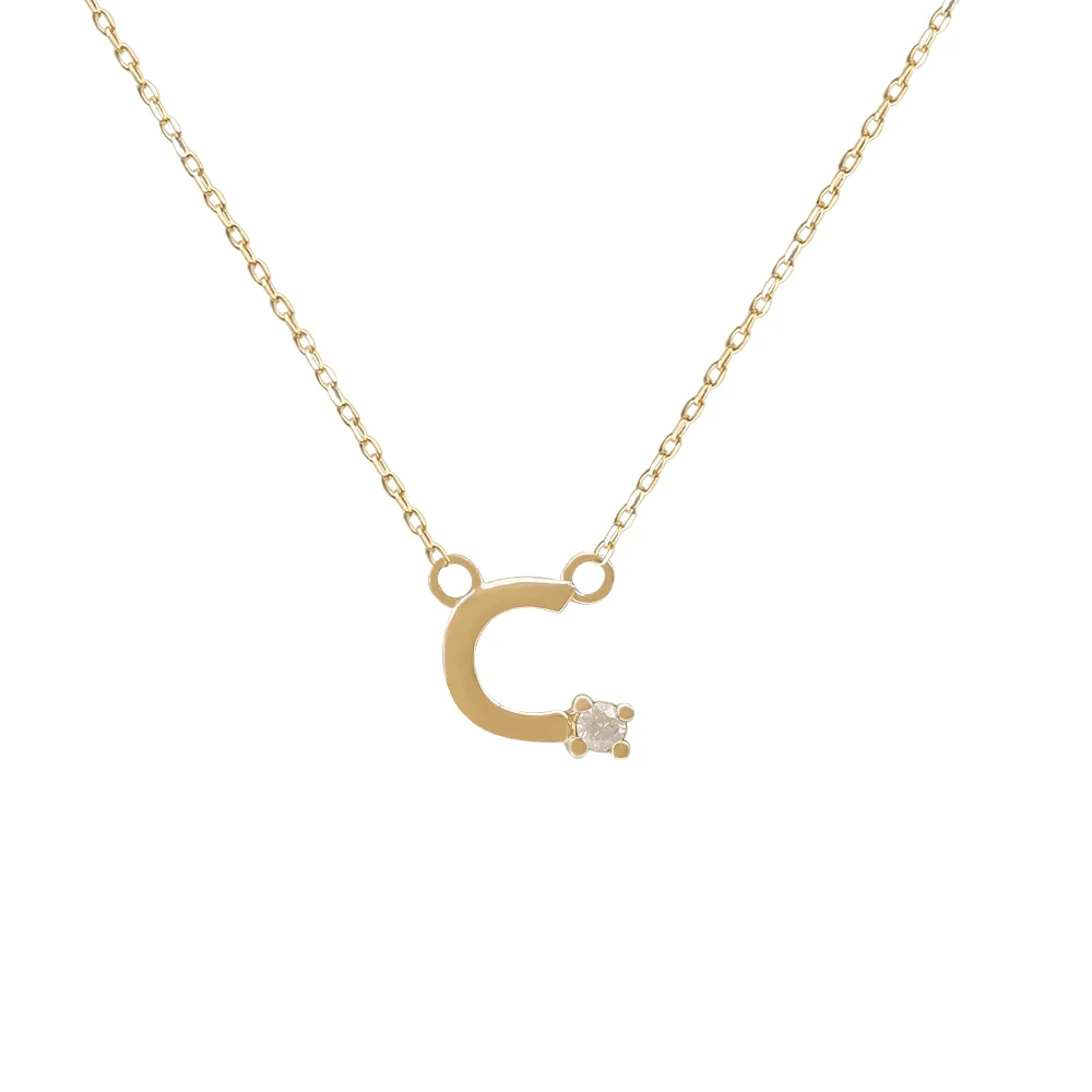 Mini Diamond Letter Necklace | 14K - Image 8
